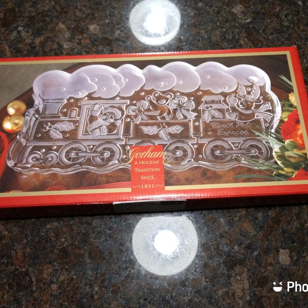 NIB Gorham Crystal Holiday Platter - Picture 5 of 5